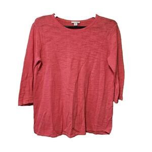 J. Jill Women's 3/4 Sleeve Merino Wool Knit Top Size XS Petite VTG 80s Pink